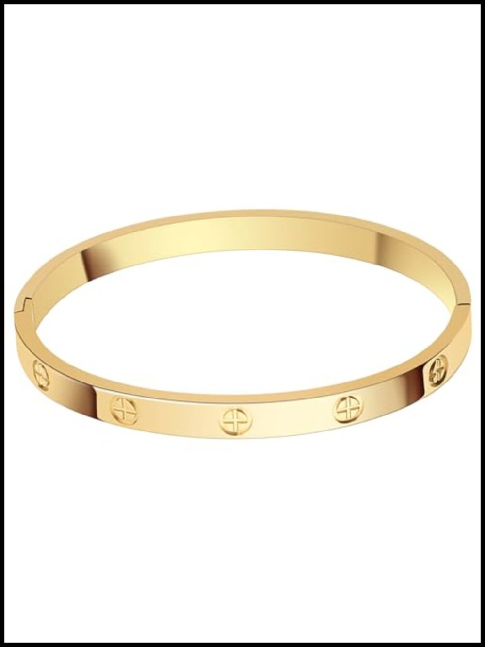 18K Gold PVD Plated Stainless Steel Bangle Bracelet with Cubic Zirconia